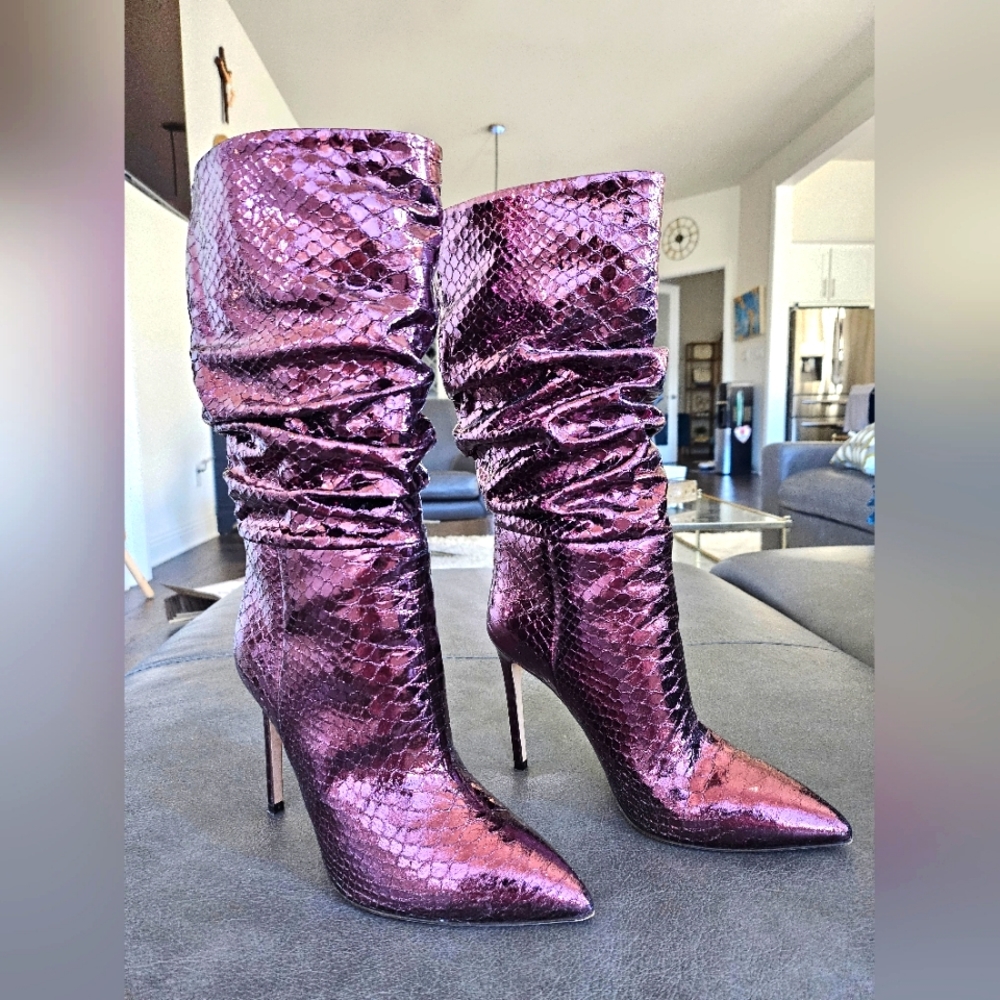 Paris Texas 105mm Slouchy Metallic Stiletto Tall Boots